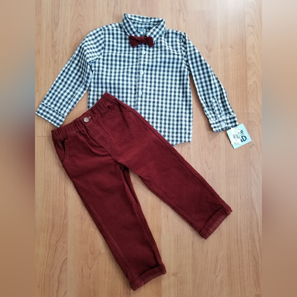 New Little Lad Kids Button Down Shirt Pants and Tie Set Sz 3T